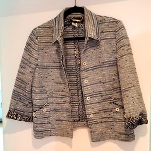 Les copains jacket sz 44, blue and silver, real pockets!